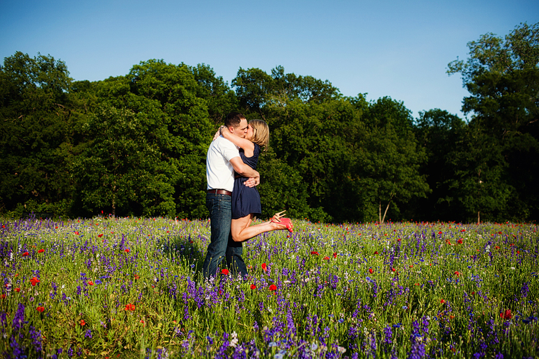 Prairie Creek Park wild flower field engagement portraits by wedding photographer Allison Davis
