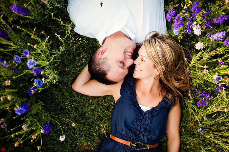 Prairie Creek Park wild flower field engagement portraits by wedding photographer Allison Davis
