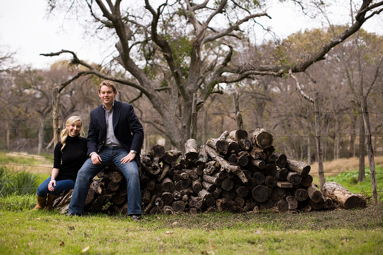 winter engagement portraits at a private residence