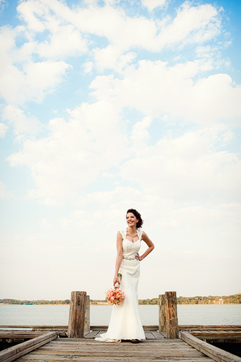 White Rock Lake fishing dock bridal portraits by Allison Davis Photography