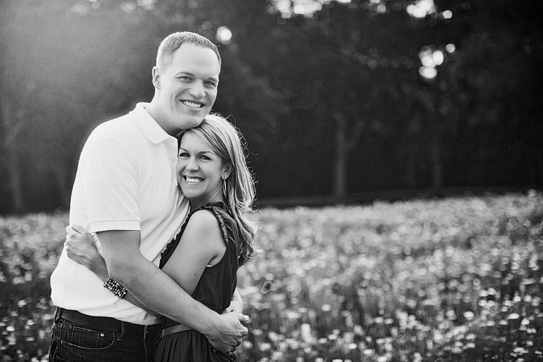 Romantic engagement portraits at Prairie Creek Park by North Texas wedding photographer Allison Davis Photography