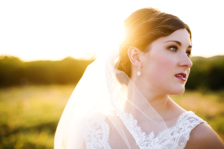 beautiful bridal portrait with sunlight behind the veil by Allison Davis Photography