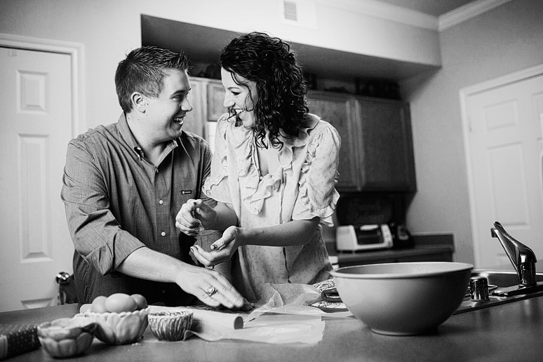 props for baking in the kitchen for engagement portraits by Dallas wedding photographer
