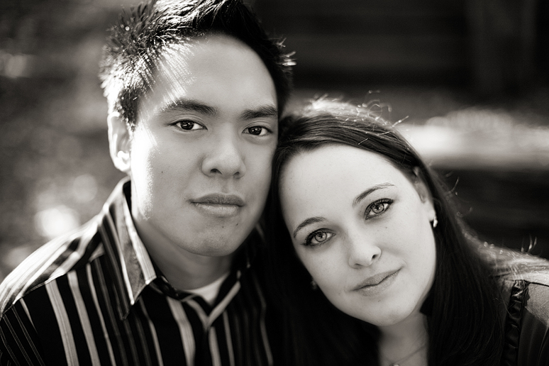 classic engagement portraits of a couple at turtle creek park