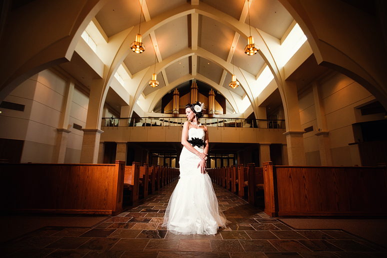 awesome bridal portraits with cool architecture at Christ Church in Plano by Allison Davis Photography