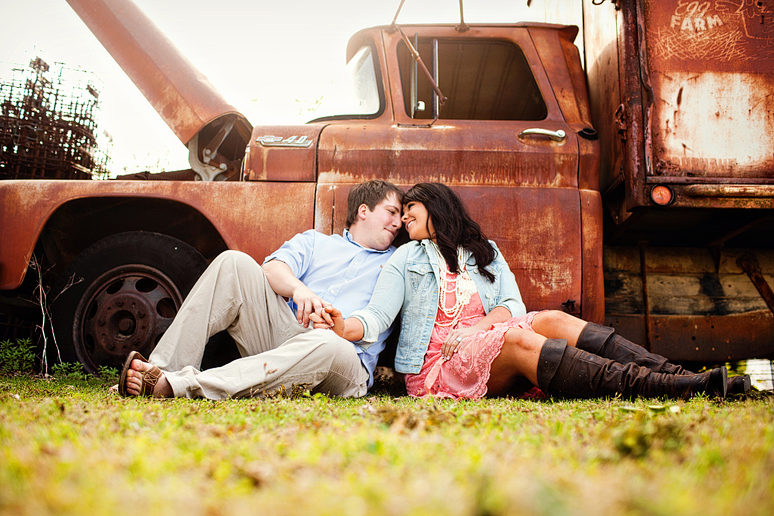 country rustic engagement portraits by an old truck in north texas by Allison davis