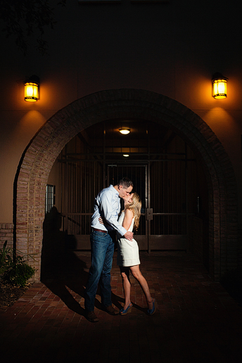 Night engagement portraits at Addison Circle by Dallas wedding photographer Allison Davis Photography