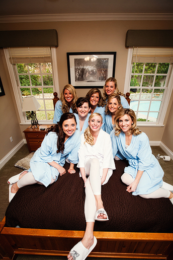 bridesmaids in matching robes