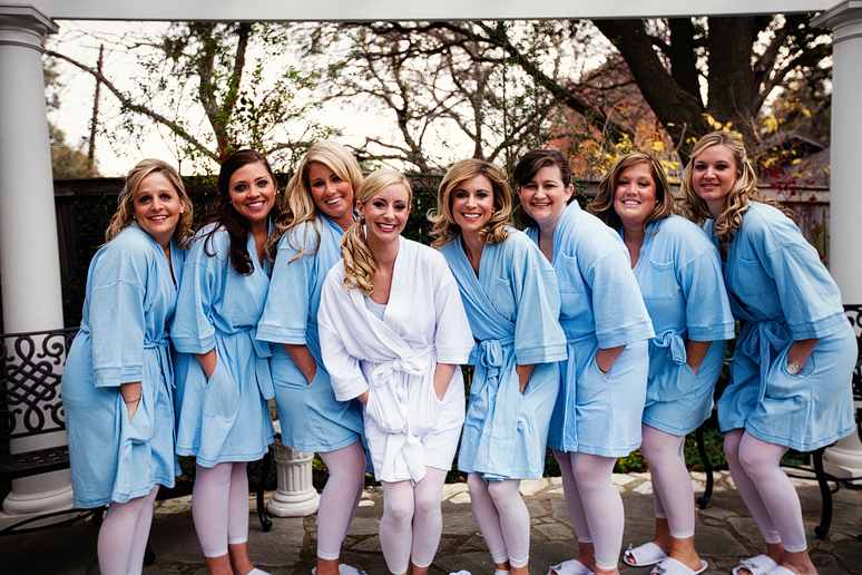 bridesmaids in matching robes