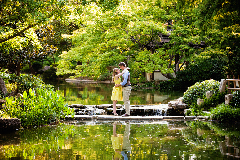 romantic and beautiful engagement portraits at the Fort Worth Japanese Gardens by Dallas wedding photographer Allison Davis Photography