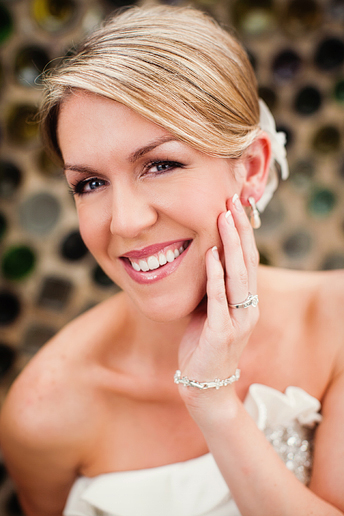 Bridal portraits at the Hickory Street Annex by the glass bottle wall by North Texas wedding photographer Allison Davis Photography