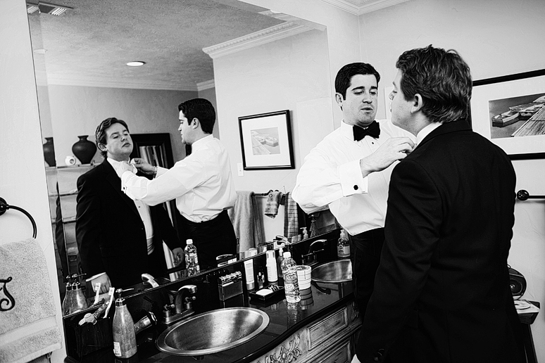 groom getting ready for wedding at University Christian Church
