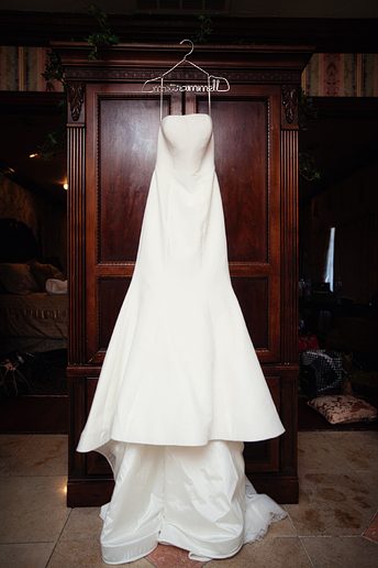 wedding day details of the hanger for the wedding dress