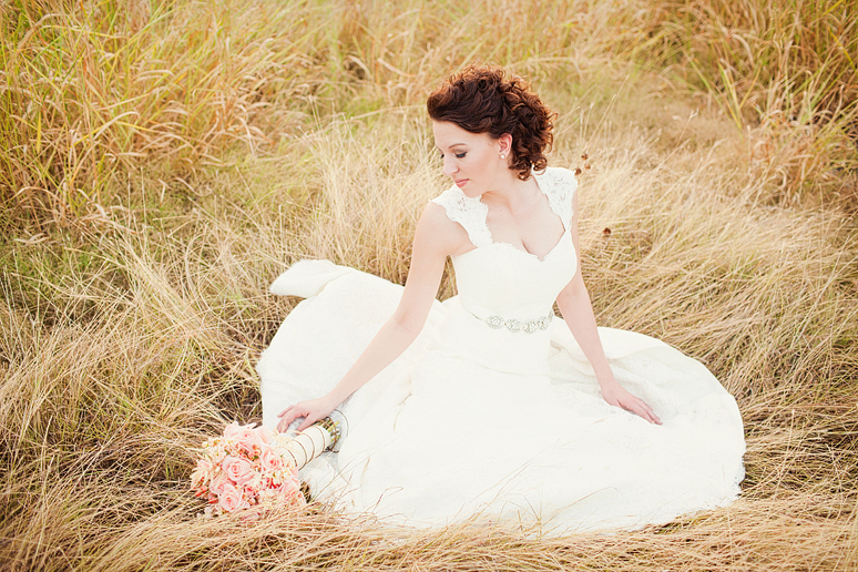 lovely and elegant bridal portraits in a tall grass field by Allison Davis