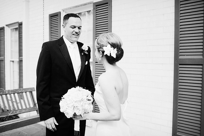 First look for bride and groom on their wedding day