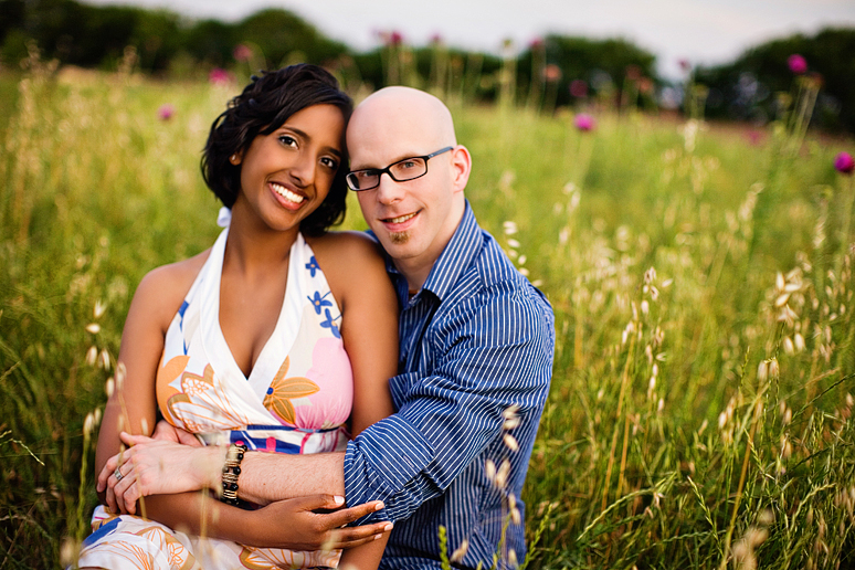 romantic and beautiful engagement portraits by North Texas wedding photographer Allison Davis Photography in a wild field in McKinney