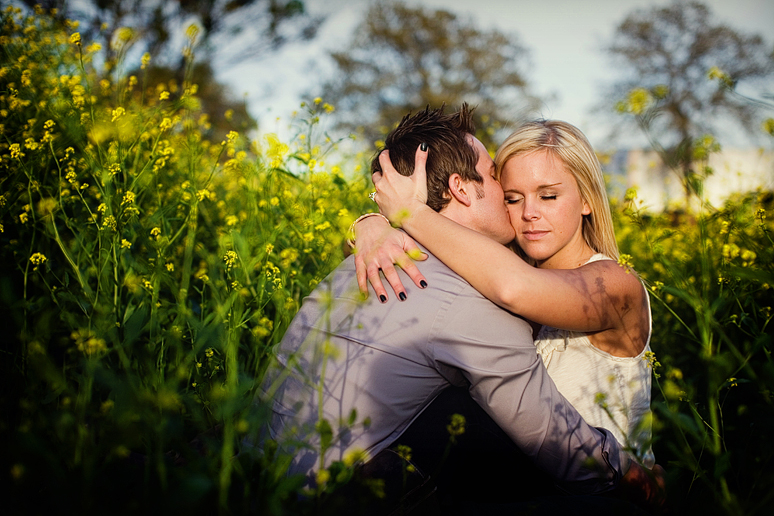 romantic and beautiful engagement portraits by Dallas wedding photographer Allison Davis Photography in a flower field