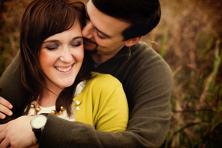 engagement portraits in a wild field in Allen by Dallas wedding photographer Allison Davis Photography