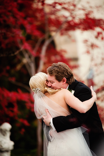 first look of the bride and groom at University Christian Church