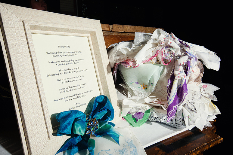 Dallas wedding day detail photographs of the handkerchief table