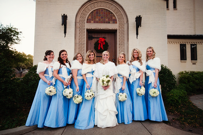 winter bridesmaids at University Christian Church wedding