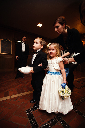 flower girl and ring bearer in wedding ceremony at University Christian Church in Fort Worth