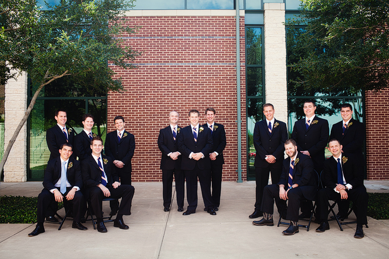 wedding day portraits of the groomsmen at Prestonwood Baptist Church by Allison Davis Photography