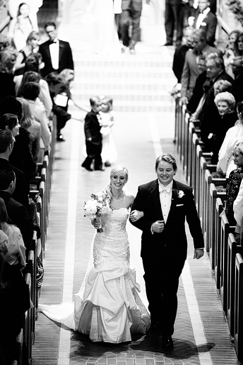 wedding exit at University Christian Church in Fort Worth