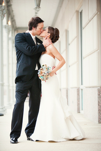 timeless bride and groom portraits at the Crescent Hotel by Dallas wedding photographer Allison Davis Photography