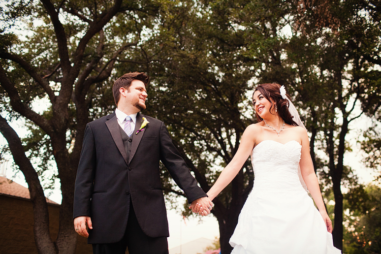 happy bride and groom portraits at canyon creek country club in richardson texas
