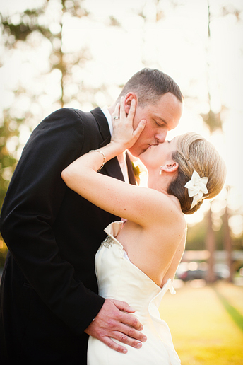 romantic bride and groom portraits at sunset by Dallas wedding photograhper