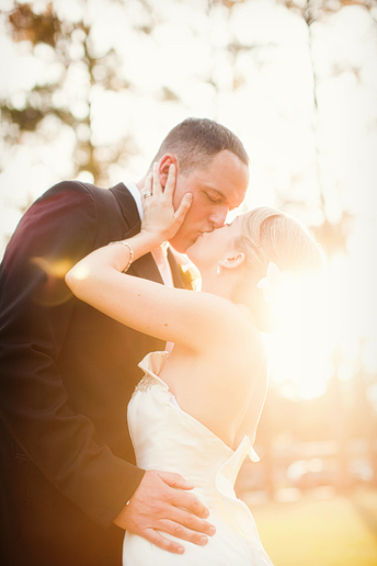 romantic bride and groom portraits at sunset by Dallas wedding photograhper