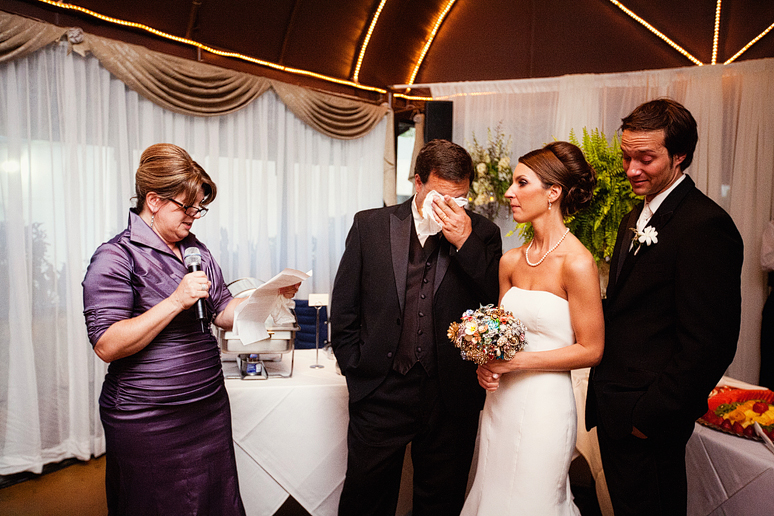 wedding toasts at a wedding reception at the Maple Manor photographed by Dallas wedding photographer Allison Davis Photography