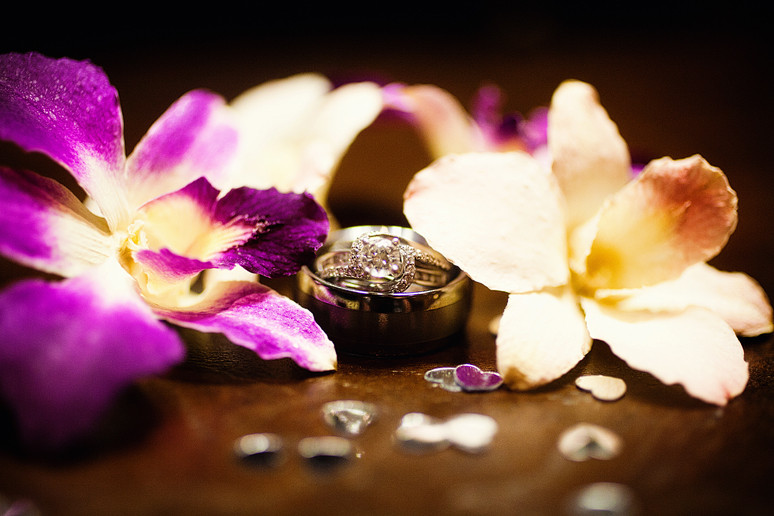 wedding rings insides of orchids