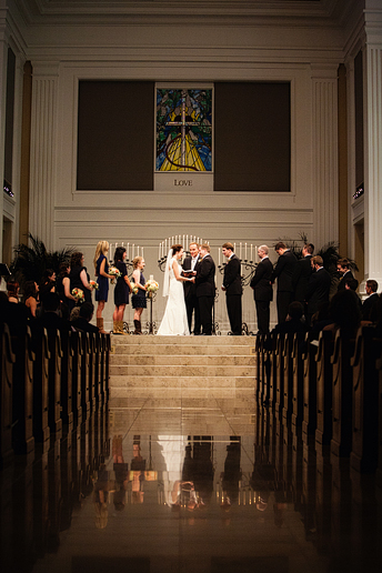wide shot of wedding ceremony at Prestonwood's Chapel