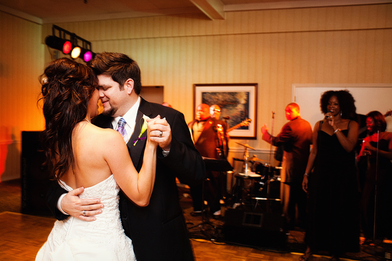 bride and groom's first dance at their wedding reception at the canyon creek country club in Dallas Texas