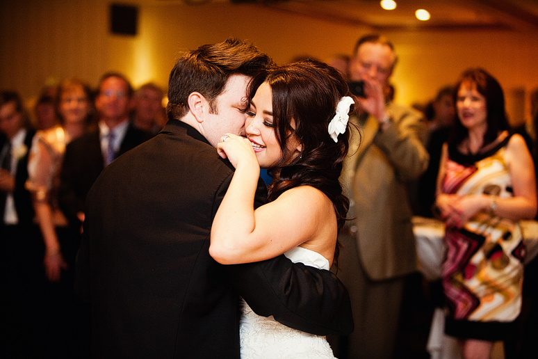 bride and groom's first dance at their wedding reception at the canyon creek country club in Dallas Texas
