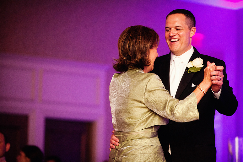 Mother Son Dance at a wedding reception at a country club photographed by North Texas wedding photographer Allison Davis Photography
