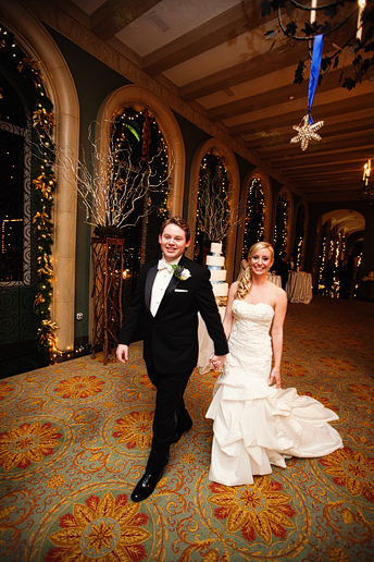 bride and groom entrance at their wedding reception at the fort worth club