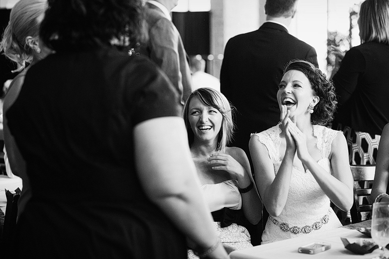 bride with friends at their wedding reception at Prestonwood Baptist Church