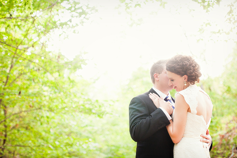 lovely lighting for bride and groom portraits in a nature preserve