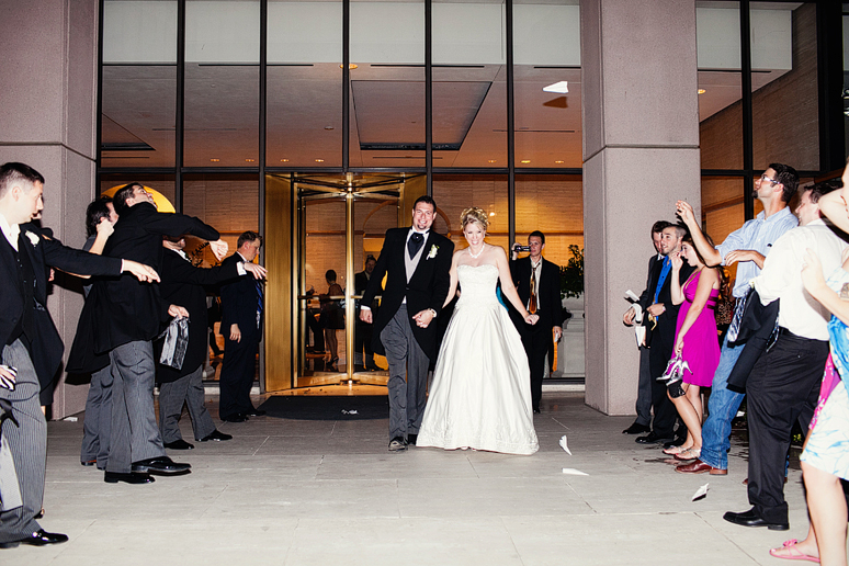 Paper airplane wedding exit from City Club in Highland Park