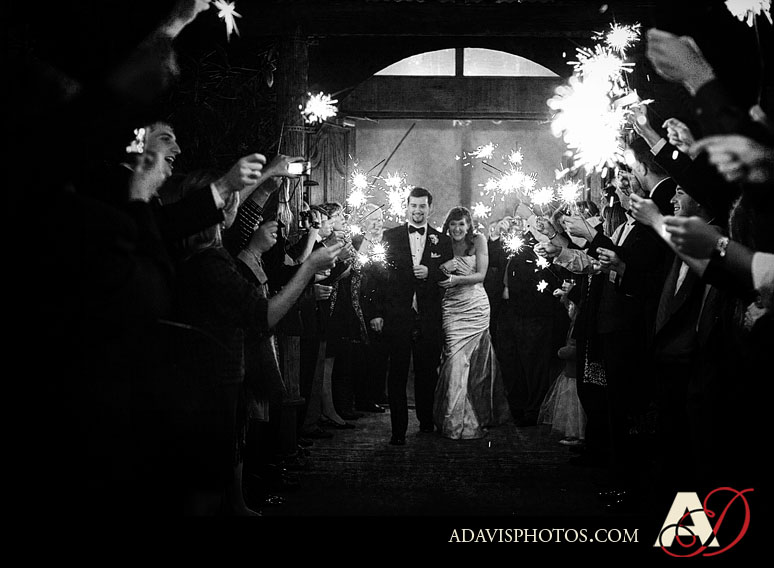 North Texas Wedding Reception Sparkler Exit at The McKinney Cotton Mill by Dallas Wedding Photographer Allison Davis Photography
