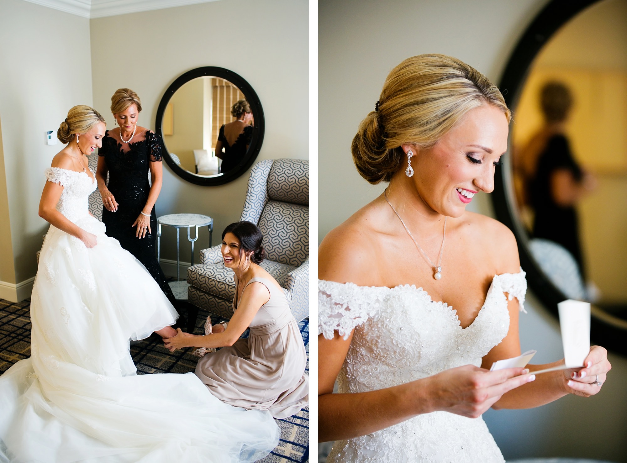Bride getting ready in bridal suite at Adolphus Hotel Downtown Dallas
