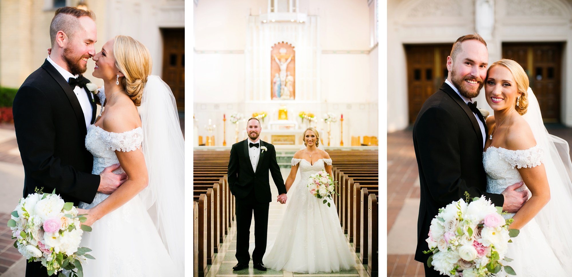 Bride and groom portraits at St. Thomas Aquinas chapel